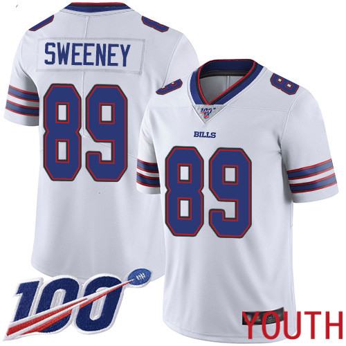 Youth Buffalo Bills #89 Tommy Sweeney White Vapor Untouchable Limited Player 100th Season NFL Jersey->youth nfl jersey->Youth Jersey